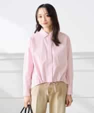 K3BFD28049 a.v.v Elmi(アー・ヴェ・ヴェ) 【低身長サイズ】ストライプ柄クロップドシャツ ピンク