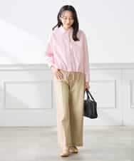 K3BFD28049 a.v.v Elmi(アー・ヴェ・ヴェ) 【低身長サイズ】ストライプ柄クロップドシャツ ピンク