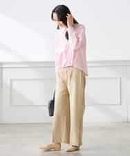 K3BFD28049 a.v.v Elmi(アー・ヴェ・ヴェ) 【低身長サイズ】ストライプ柄クロップドシャツ ピンク