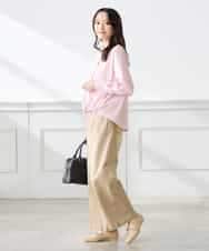 K3BFD28049 a.v.v Elmi(アー・ヴェ・ヴェ) 【低身長サイズ】ストライプ柄クロップドシャツ ピンク