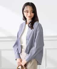 K3BFD28049 a.v.v Elmi(アー・ヴェ・ヴェ) 【低身長サイズ】ストライプ柄クロップドシャツ ピンク