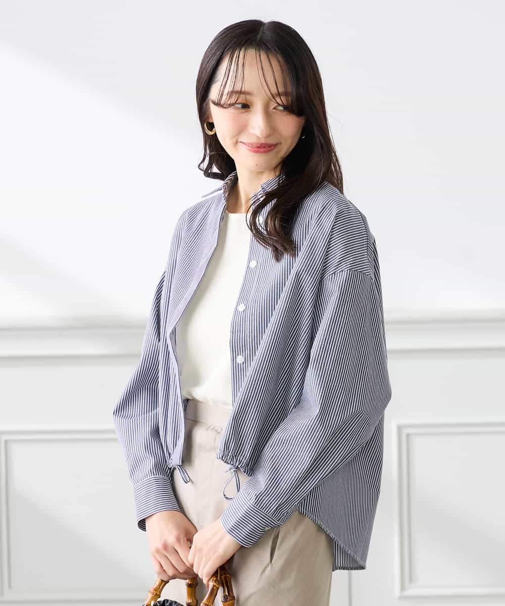 K3BFD28049 a.v.v Elmi(アー・ヴェ・ヴェ) 【低身長サイズ】ストライプ柄クロップドシャツ ピンク