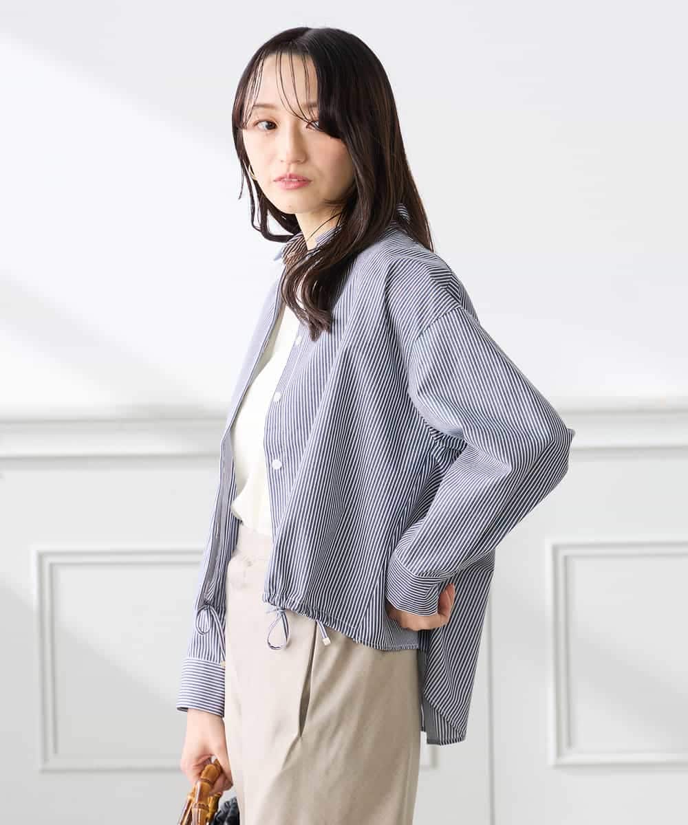 K3BFD28049 a.v.v Elmi(アー・ヴェ・ヴェ) 【低身長サイズ】ストライプ柄クロップドシャツ ピンク