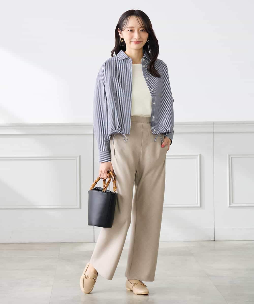 K3BFD28049 a.v.v Elmi(アー・ヴェ・ヴェ) 【低身長サイズ】ストライプ柄クロップドシャツ ピンク