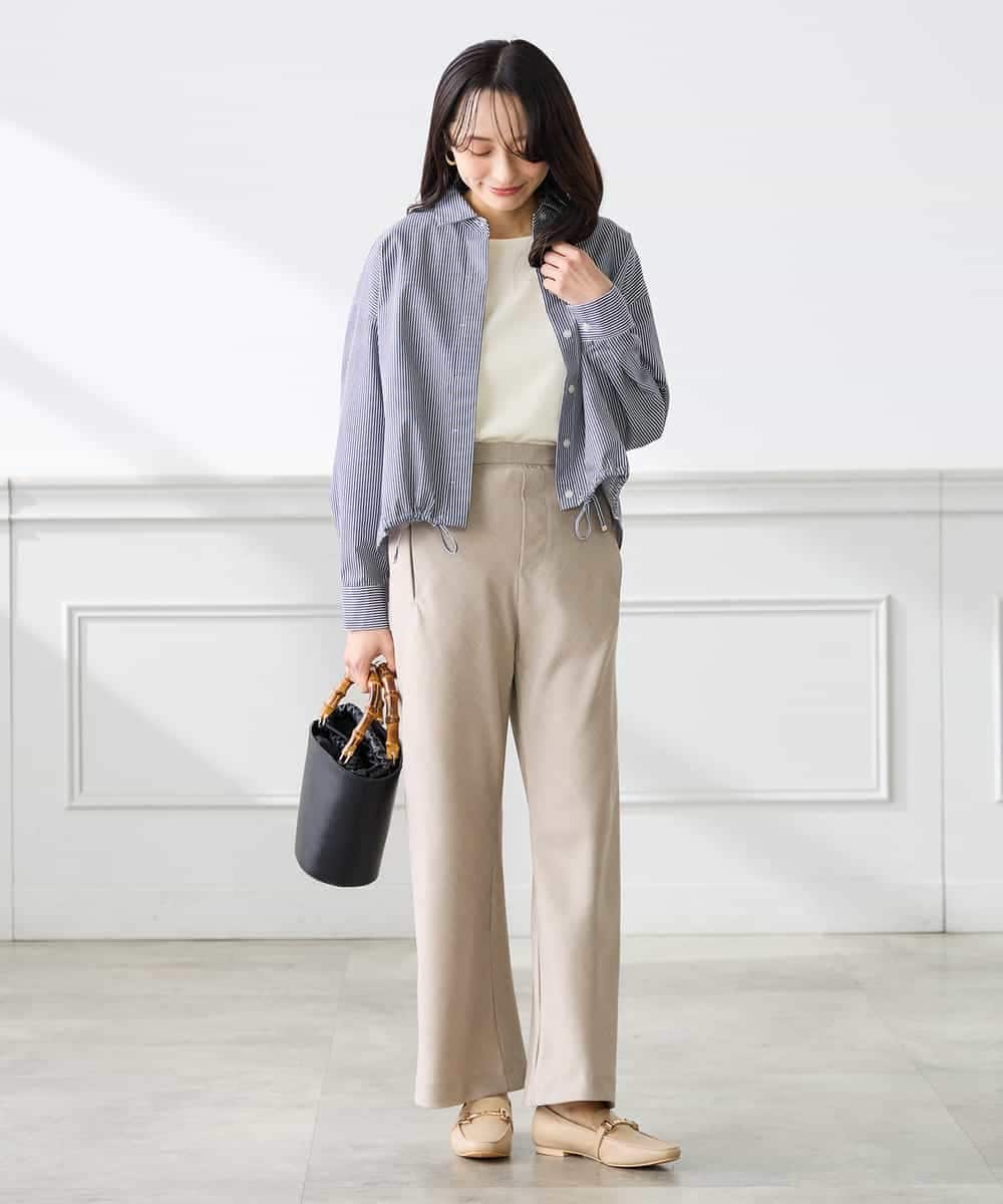 K3BFD28049 a.v.v Elmi(アー・ヴェ・ヴェ) 【低身長サイズ】ストライプ柄クロップドシャツ ピンク