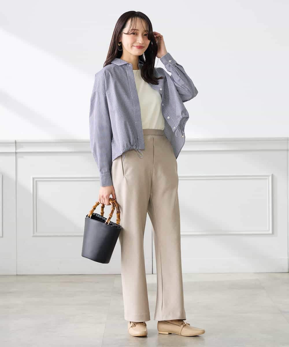 K3BFD28049 a.v.v Elmi(アー・ヴェ・ヴェ) 【低身長サイズ】ストライプ柄クロップドシャツ ピンク