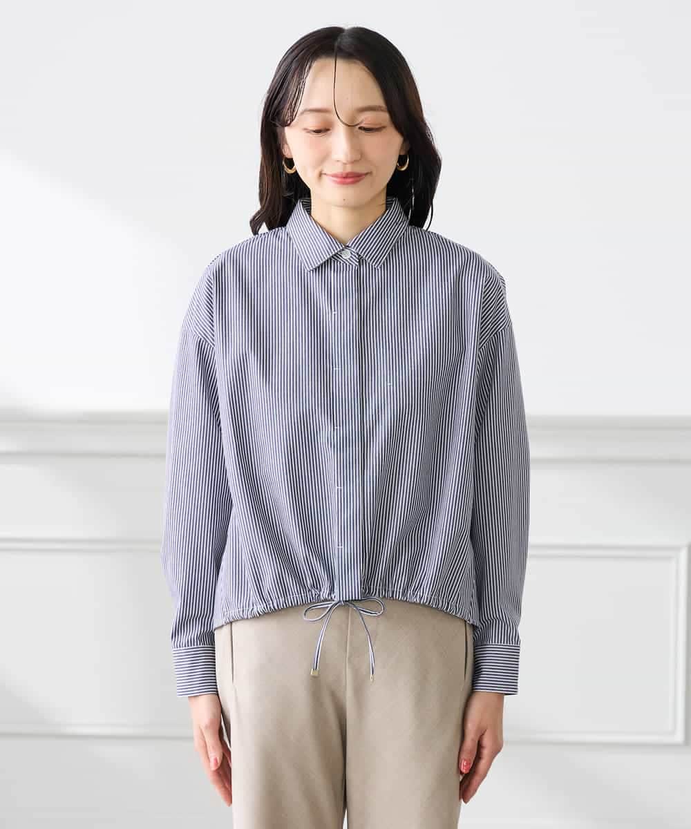 K3BFD28049 a.v.v Elmi(アー・ヴェ・ヴェ) 【低身長サイズ】ストライプ柄クロップドシャツ ピンク