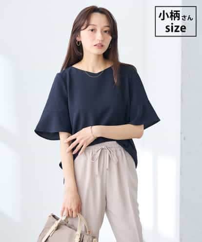 K3BGD07049 a.v.v Elmi 【低身長サイズ】浅Vネックブラウス［接触冷感/速乾/UVカット/イージーケア］