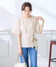 K3BGD07049 a.v.v Elmi(アー・ヴェ・ヴェ) 【低身長サイズ】浅Vネックブラウス［接触冷感/速乾/UVカット/イージーケア］ ネイビー