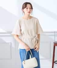 K3BGD07049 a.v.v Elmi(アー・ヴェ・ヴェ) 【低身長サイズ】浅Vネックブラウス［接触冷感/速乾/UVカット/イージーケア］ ネイビー