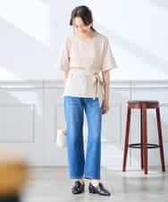 K3BGD07049 a.v.v Elmi(アー・ヴェ・ヴェ) 【低身長サイズ】浅Vネックブラウス［接触冷感/速乾/UVカット/イージーケア］ ネイビー