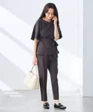 K3BGD07049 a.v.v Elmi(アー・ヴェ・ヴェ) 【低身長サイズ】浅Vネックブラウス［接触冷感/速乾/UVカット/イージーケア］ ネイビー