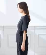 K3BGD07049 a.v.v Elmi(アー・ヴェ・ヴェ) 【低身長サイズ】浅Vネックブラウス［接触冷感/速乾/UVカット/イージーケア］ ネイビー