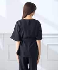 K3BGD07049 a.v.v Elmi(アー・ヴェ・ヴェ) 【低身長サイズ】浅Vネックブラウス［接触冷感/速乾/UVカット/イージーケア］ ネイビー