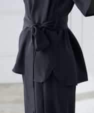 K3BGD07049 a.v.v Elmi(アー・ヴェ・ヴェ) 【低身長サイズ】浅Vネックブラウス［接触冷感/速乾/UVカット/イージーケア］ ネイビー