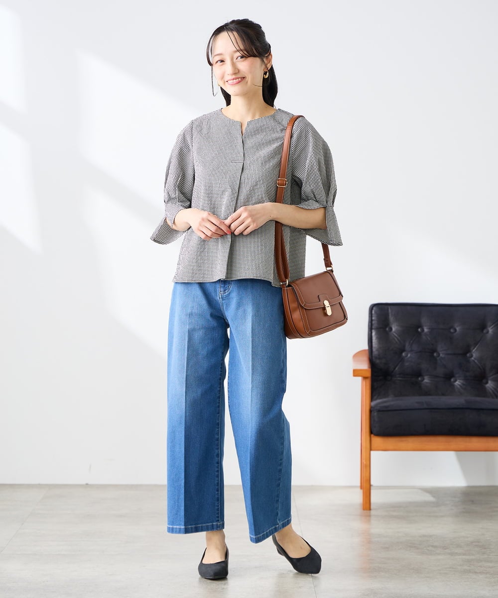 K3BGD08044 a.v.v Elmi(アー・ヴェ・ヴェ) 【低身長サイズ】ソフトサッカースキッパーブラウス ライトブルー