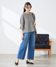 K3BGD08044 a.v.v Elmi(アー・ヴェ・ヴェ) 【低身長サイズ】ソフトサッカースキッパーブラウス ライトブルー