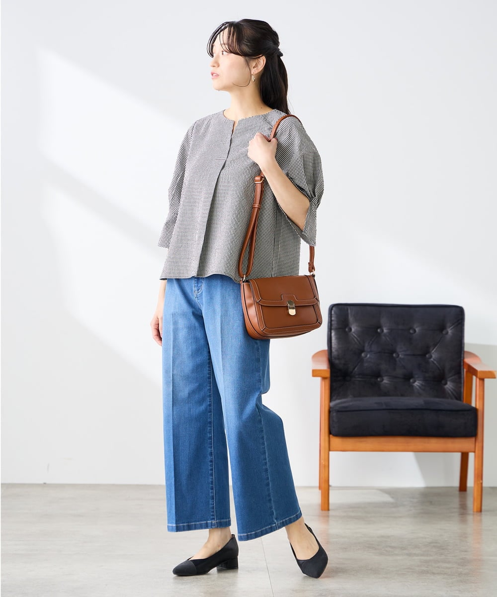 K3BGD08044 a.v.v Elmi(アー・ヴェ・ヴェ) 【低身長サイズ】ソフトサッカースキッパーブラウス ライトブルー