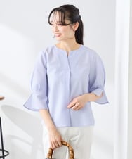 K3BGD08044 a.v.v Elmi(アー・ヴェ・ヴェ) 【低身長サイズ】ソフトサッカースキッパーブラウス ライトブルー