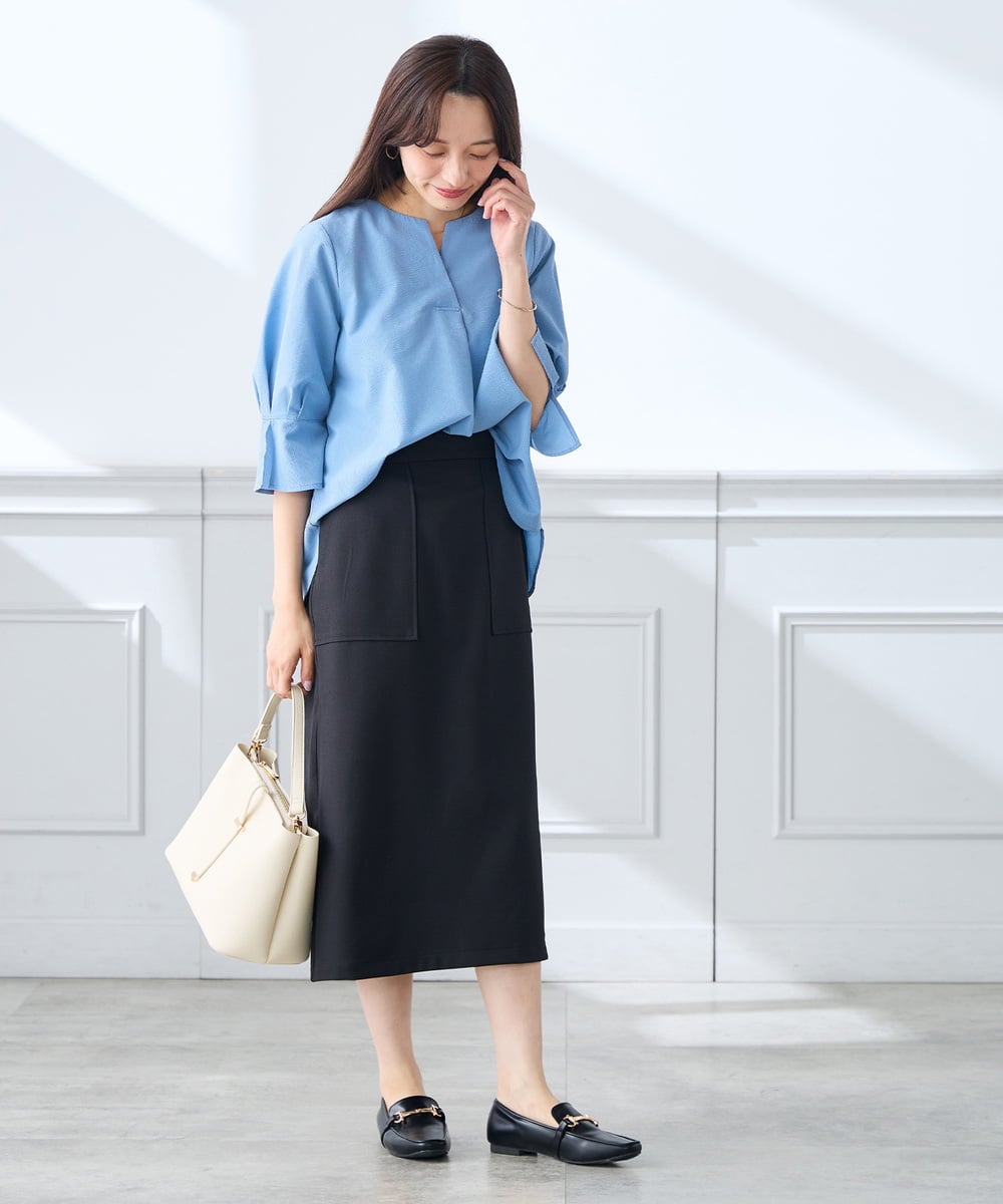 K3BGD08044 a.v.v Elmi(アー・ヴェ・ヴェ) 【低身長サイズ】ソフトサッカースキッパーブラウス ライトブルー