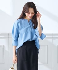 K3BGD08044 a.v.v Elmi(アー・ヴェ・ヴェ) 【低身長サイズ】ソフトサッカースキッパーブラウス ライトブルー