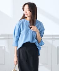 K3BGD08044 a.v.v Elmi(アー・ヴェ・ヴェ) 【低身長サイズ】ソフトサッカースキッパーブラウス ライトブルー