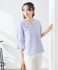 K3BGD08044 a.v.v Elmi(アー・ヴェ・ヴェ) 【低身長サイズ】ソフトサッカースキッパーブラウス ライトブルー