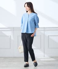 K3BGD08044 a.v.v Elmi(アー・ヴェ・ヴェ) 【低身長サイズ】ソフトサッカースキッパーブラウス ライトブルー