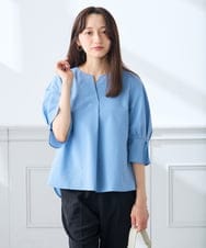 K3BGD08044 a.v.v Elmi(アー・ヴェ・ヴェ) 【低身長サイズ】ソフトサッカースキッパーブラウス ライトブルー