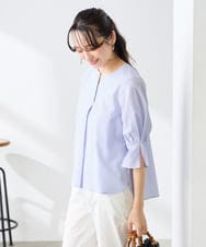 K3BGD08044 a.v.v Elmi(アー・ヴェ・ヴェ) 【低身長サイズ】ソフトサッカースキッパーブラウス ライトブルー