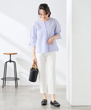 K3BGD08044 a.v.v Elmi(アー・ヴェ・ヴェ) 【低身長サイズ】ソフトサッカースキッパーブラウス ライトブルー