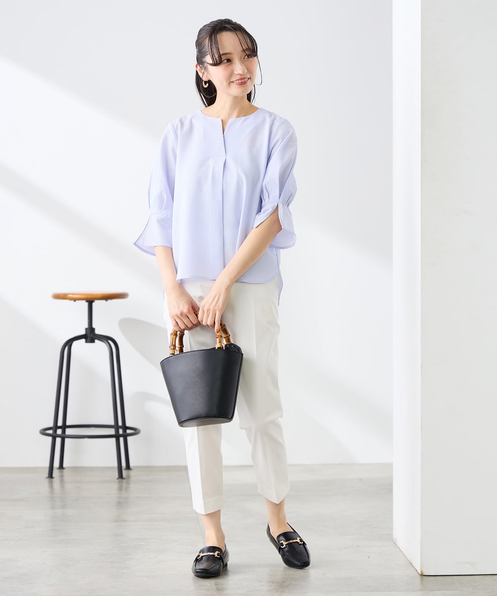 K3BGD08044 a.v.v Elmi(アー・ヴェ・ヴェ) 【低身長サイズ】ソフトサッカースキッパーブラウス ライトブルー