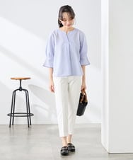 K3BGD08044 a.v.v Elmi(アー・ヴェ・ヴェ) 【低身長サイズ】ソフトサッカースキッパーブラウス ライトブルー