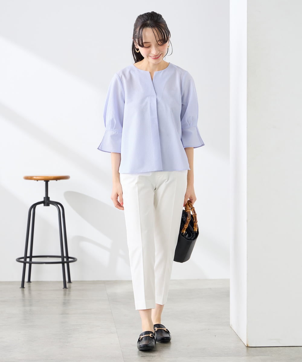 K3BGD08044 a.v.v Elmi(アー・ヴェ・ヴェ) 【低身長サイズ】ソフトサッカースキッパーブラウス ライトブルー