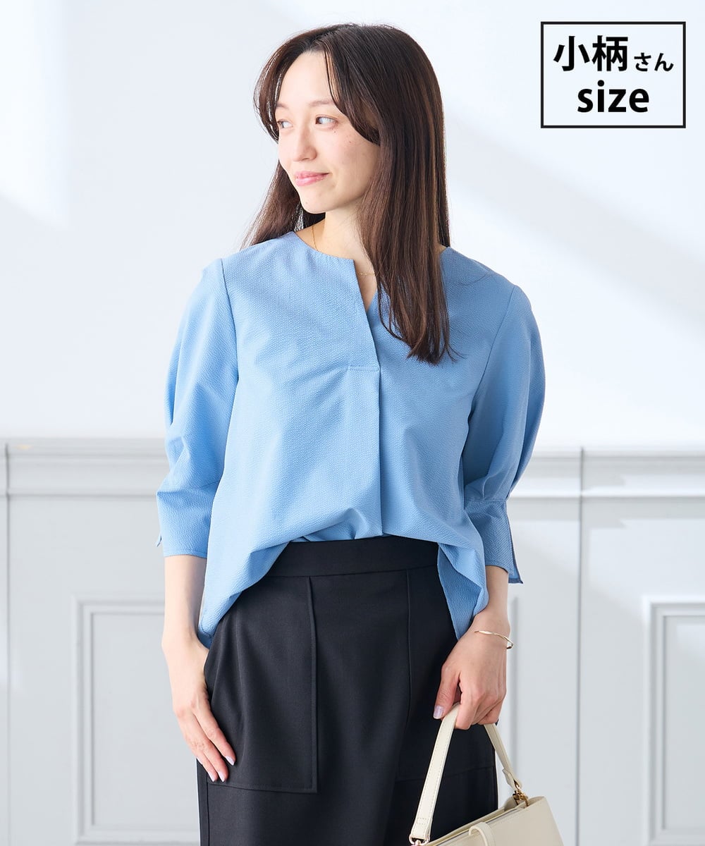 K3BGD08044 a.v.v Elmi(アー・ヴェ・ヴェ) 【低身長サイズ】ソフトサッカースキッパーブラウス ブルー