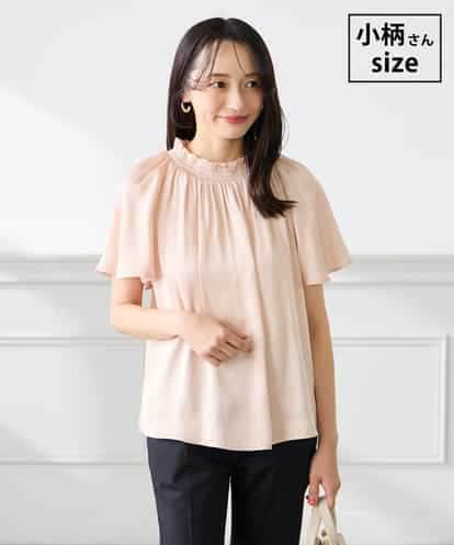 K3BGD14039 a.v.v Elmi 【低身長サイズ】エアリーサテンシャーリングネックブラウス