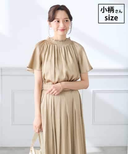 K3BGD14039 a.v.v Elmi 【低身長サイズ】エアリーサテンシャーリングネックブラウス