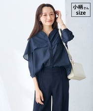 K3BGD31049 a.v.v Elmi(アー・ヴェ・ヴェ) 【低身長サイズ】ケープ風シアーブラウス ネイビー