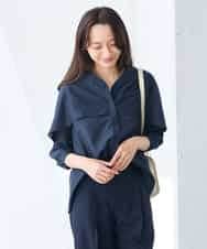 K3BGD31049 a.v.v Elmi(アー・ヴェ・ヴェ) 【低身長サイズ】ケープ風シアーブラウス ネイビー