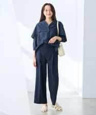 K3BGD31049 a.v.v Elmi(アー・ヴェ・ヴェ) 【低身長サイズ】ケープ風シアーブラウス ネイビー