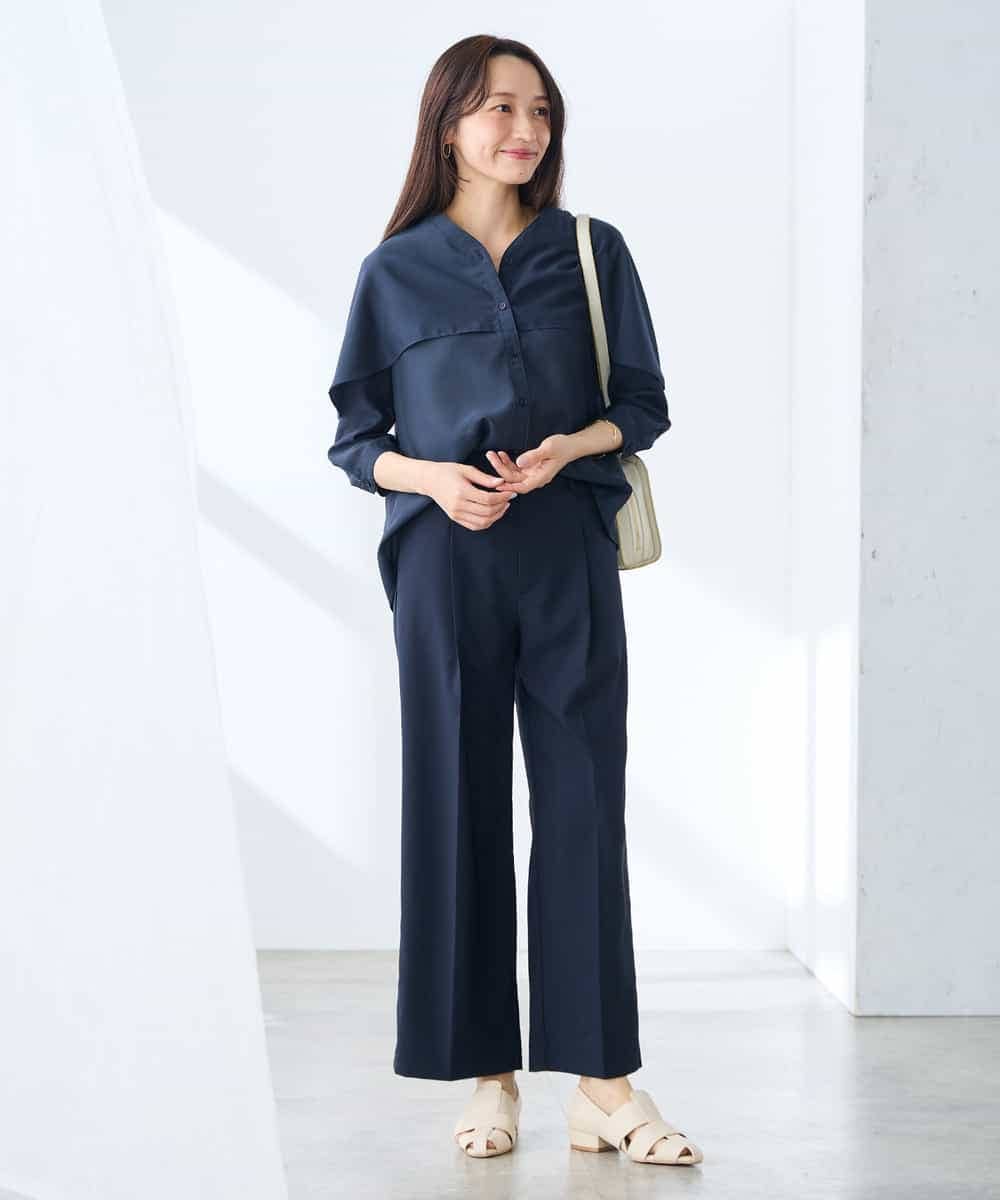 K3BGD31049 a.v.v Elmi(アー・ヴェ・ヴェ) 【低身長サイズ】ケープ風シアーブラウス ネイビー