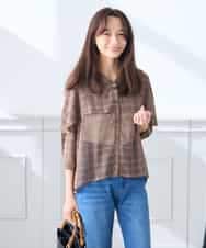 K3BGD31049 a.v.v Elmi(アー・ヴェ・ヴェ) 【低身長サイズ】ケープ風シアーブラウス ネイビー