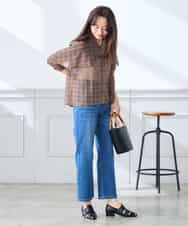 K3BGD31049 a.v.v Elmi(アー・ヴェ・ヴェ) 【低身長サイズ】ケープ風シアーブラウス ネイビー