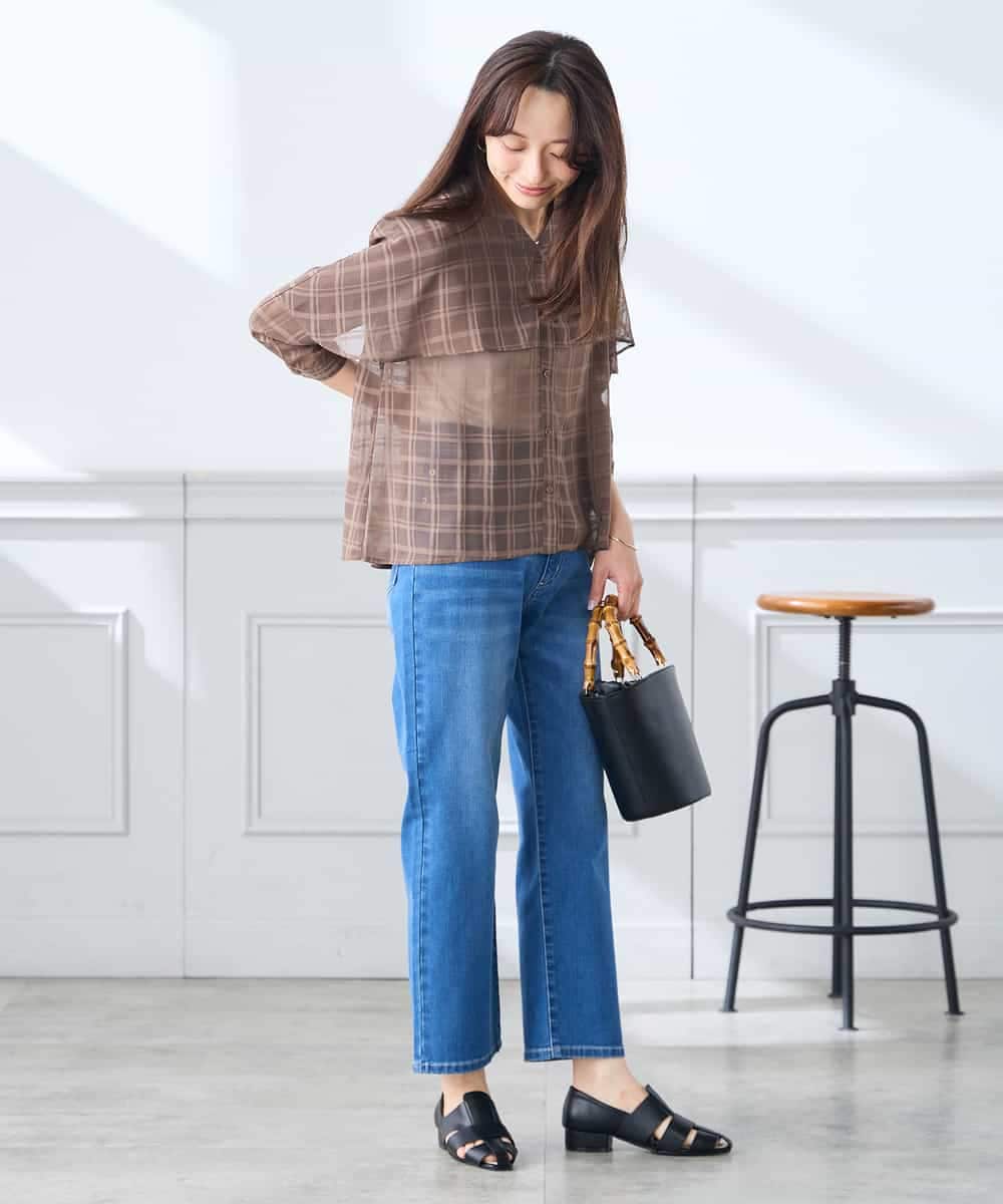 K3BGD31049 a.v.v Elmi(アー・ヴェ・ヴェ) 【低身長サイズ】ケープ風シアーブラウス ネイビー