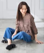 K3BGD31049 a.v.v Elmi(アー・ヴェ・ヴェ) 【低身長サイズ】ケープ風シアーブラウス ネイビー