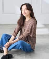 K3BGD31049 a.v.v Elmi(アー・ヴェ・ヴェ) 【低身長サイズ】ケープ風シアーブラウス ネイビー