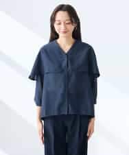 K3BGD31049 a.v.v Elmi(アー・ヴェ・ヴェ) 【低身長サイズ】ケープ風シアーブラウス ネイビー