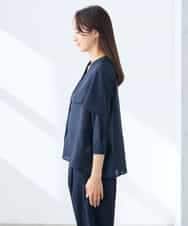 K3BGD31049 a.v.v Elmi(アー・ヴェ・ヴェ) 【低身長サイズ】ケープ風シアーブラウス ネイビー