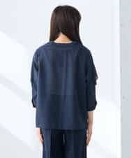 K3BGD31049 a.v.v Elmi(アー・ヴェ・ヴェ) 【低身長サイズ】ケープ風シアーブラウス ネイビー