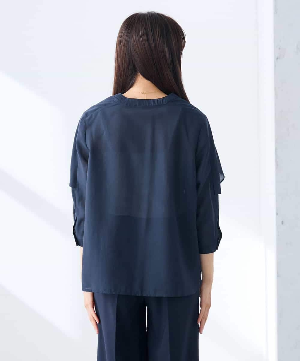 K3BGD31049 a.v.v Elmi(アー・ヴェ・ヴェ) 【低身長サイズ】ケープ風シアーブラウス ネイビー